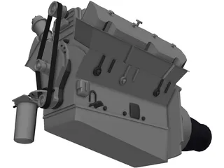 Race Block Supercharged Engine 3D Model