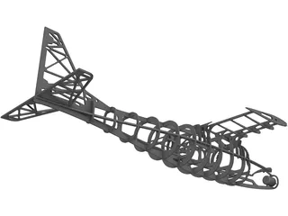 RC Glider Plane Balsa Frame 3D Model