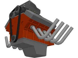Funny Car Engine 3D Model