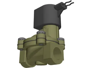 Solenoid Valve with 12V DC Coil 3D Model