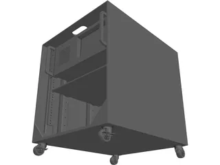 Audio/Server Rack with 4U Instrument 19-inch 3D Model