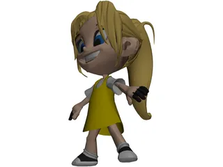 Cartoon Kid Girl 3D Model