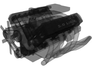 V8 5.0 Litre Engine 3D Model