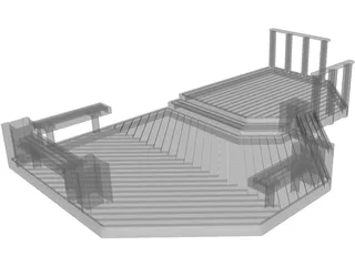 Custom Wood Deck 3D Model