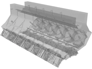 V12 Diesel Engine 3D Model
