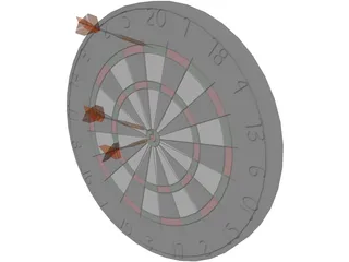 Dart Board with Darts 3D Model