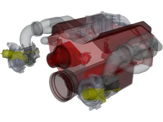 SBC Dual Turbo Engine 3D Model