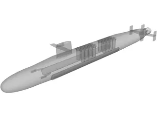 Le Triomphant class Missile Submarine 3D Model