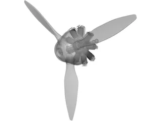 9-Cylinder Rotor Engine 3D Model