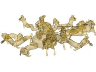 Chariot with Horses and other Creatures 3D Model
